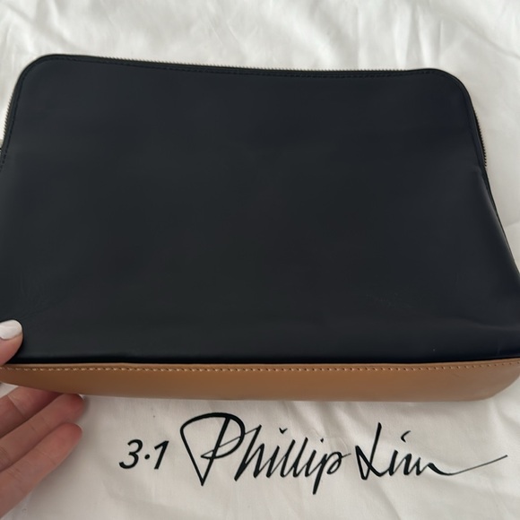 New 3.1 Philip Lin tie color leather pouch clutch makeup travel bag - Picture 8 of 12